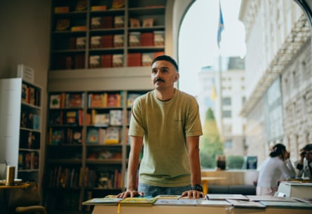 Oleksiy Erinchak, the founder of Sens bookstores, at his book space on Khreshchatyk in Kyiv city centre.