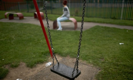 A swing and a blurred image of teenage girl who claims to be a victim of sexual abuse