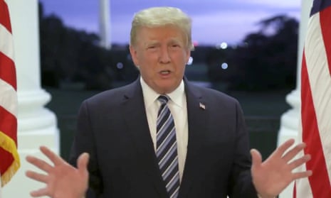 U.S. President Donald Trump speaks at the White House after returning from hospitalization at the Walter Reed Medical Center for coronavirus disease (COVID-19) treatment, in Washington, October 5, 2020, in this still image from video posted on Trump’s Twitter page. @realDonaldTrump/Handout via REUTERS ATTENTION EDITORS - THIS IMAGE HAS BEEN SUPPLIED BY A THIRD PARTY. MANDATORY CREDIT.