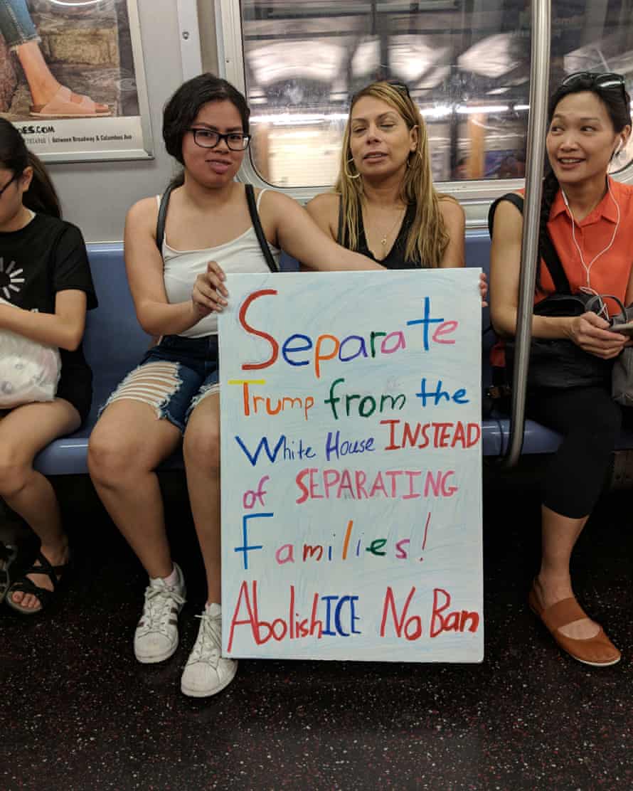 Kelly Charris, 16, and her mother Kathryn, on a New York City subway on June 30, 2018.
