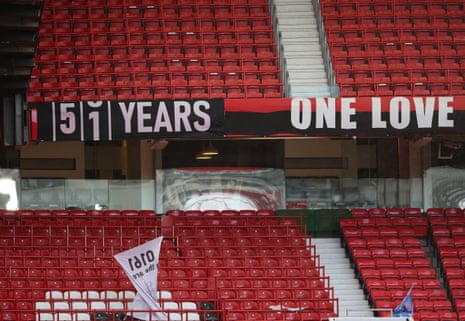 A banner on display inside Old Trafford stadium.