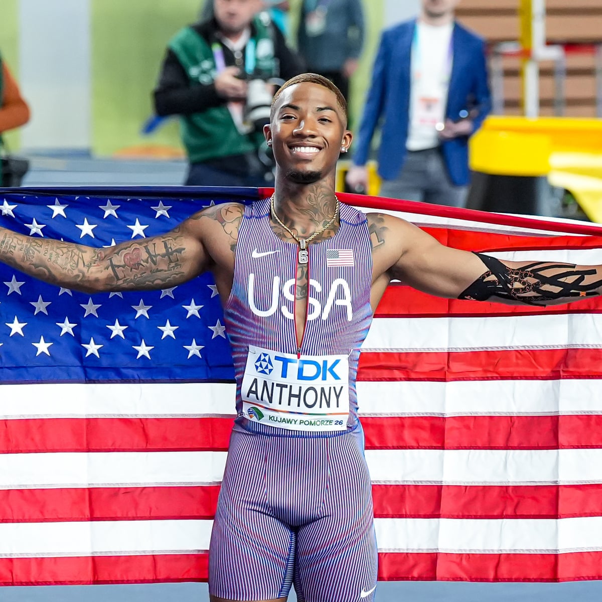 USA's Jordan Anthony wins 60m world gold after his blood clot 'the size of a soccer ball' | Athletics | The Guardian