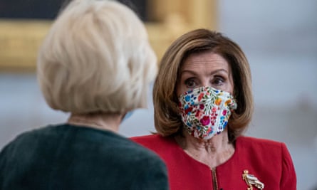 Pelosi with CBS correspondent Leslie Stahl on Friday. She called the assault an ‘attempted coup on the part of President Trump and his supporters’.