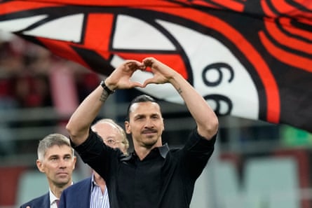 Zlatan Ibrahimovic reacts after his last game for Milan.