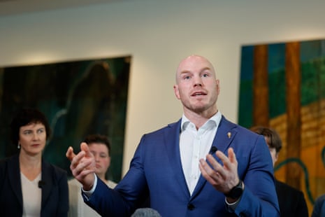 Senator David Pocock speaks to the media at Parliament House in Canberra