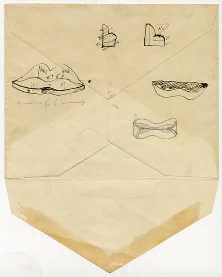Edward Carrick’s back-of-an-envelope sketch of the sofa.