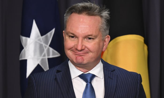 Climate change minister Chris Bowen speaks to the media yesterday