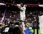 European football: Vinícius doubles up as Real Madrid edge Atlético in derby thriller
