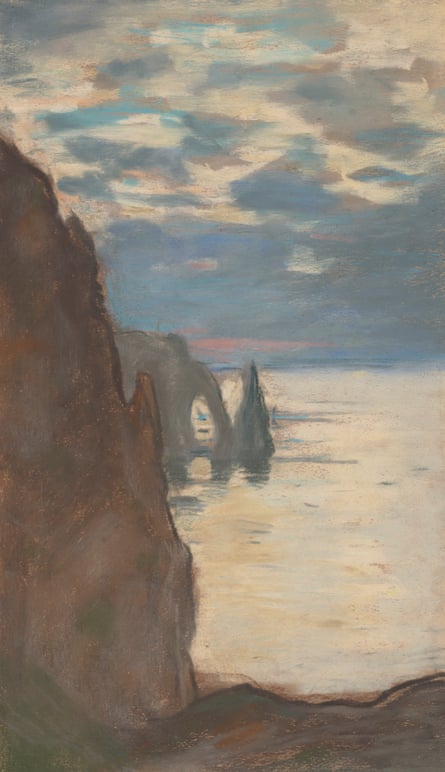 Full view of Claude Monet’s Etretat, L’Aigulle et La Porte d’Aval.