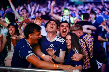 Scotland fans react watching the Scotland v Haiti match at The Hydro