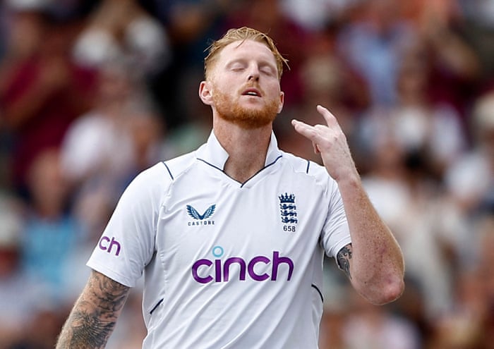 England's Ben Stokes celebrates reaching his century.