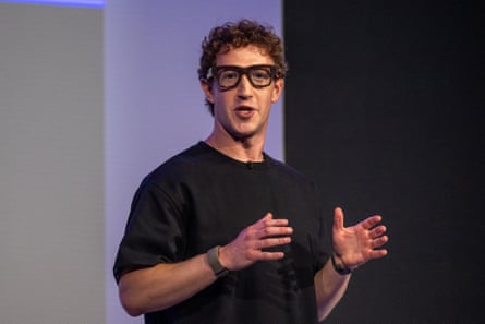 Mark Zuckerberg wears a pair of Meta Ray-Ban AI glasses.