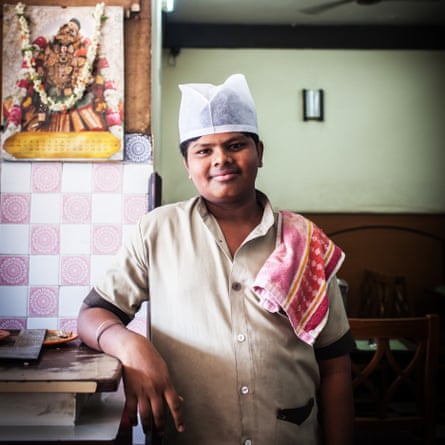 Waiter at Hotel RRR, Mysuru, India.