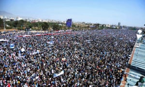 Thousands demonstrated last weekend in the capital Sana’a to protest against the Saudi-led coalition that carries out daily air raids and has killed numerous civilians