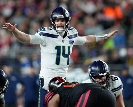 Sam DarnoldSeattle Seahawks quarterback Sam Darnold (14) signals at the line of scrimmage during the first half of an NFL football game against the San Francisco 49ers in Santa Clara, Calif., Saturday, Jan. 3, 2026. (AP Photo/Godofredo A. Vásquez)
