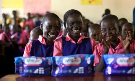 School children with AFRIpads menstrual kits