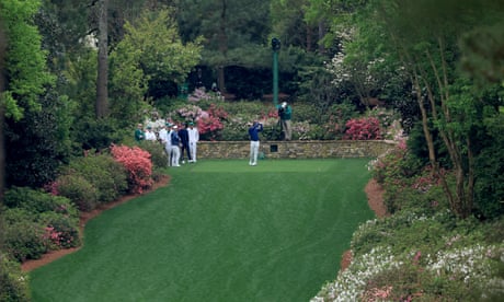 Tiger Woods tees off at the 13th hole at Augusta during a practice round.