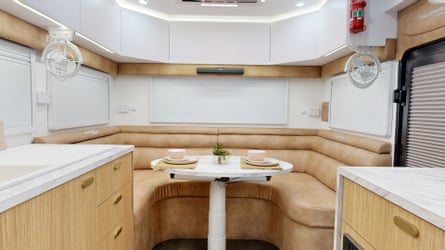The dining area inside Vacationer’s Dakar 229R RV