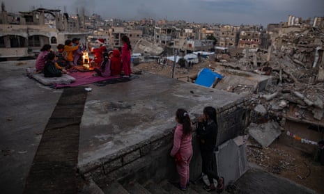 Displaced children in the southern city of Khan Younis, which has been repeatedly hit by Israeli airstrikes.