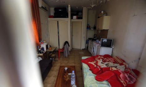A room used by trafficked women at the three-story Chez Maurice Hotel, which was used by sex traffickers. Rama was approached by a man who said he was recruiting for a restaurant in Lebanon. 