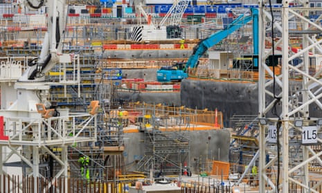 Construction work under way at Hinkley Point C nuclear power station.