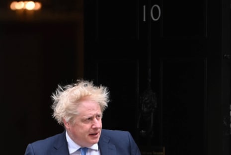 Boris Johnson outside No 10 this morning.