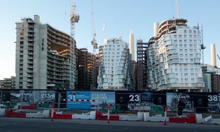 New apartment blocks designed by Norman Foster and Frank Gehry next to Battersea Power Station, Nine Elms, London
