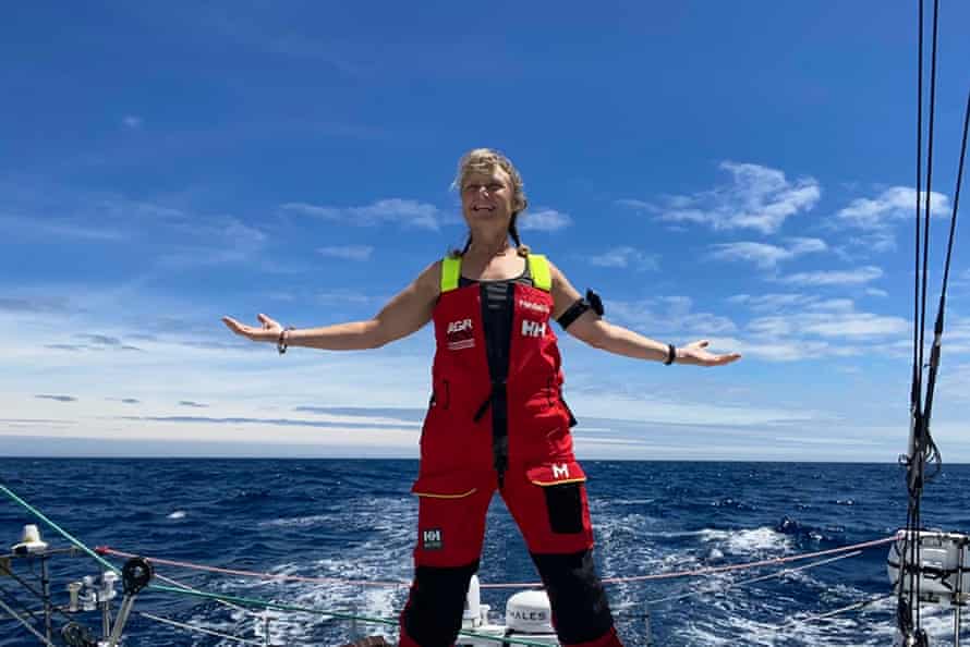 Pip Hare during the Vendée Globe, off the Kerguelen Islands in the French Southern and Antarctic Territories.