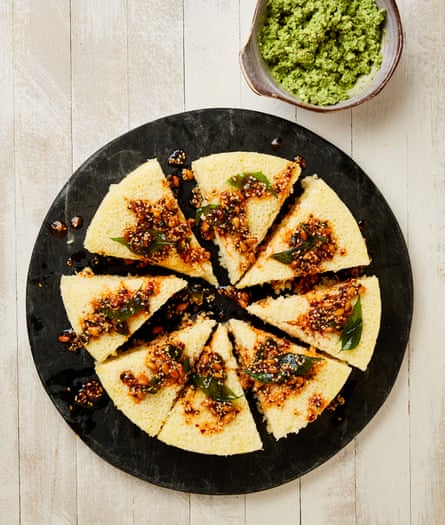 Yotam Ottolenghi’s semolina idli with coconut chutney and spiced oil.