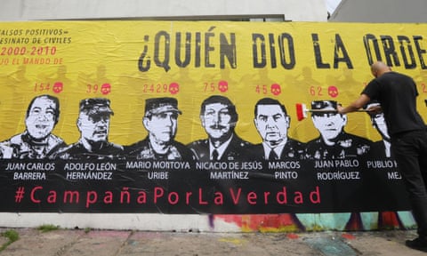 A billboard in Bogota about Colombia’s false positives scandal, asking ‘Who gave the order?’