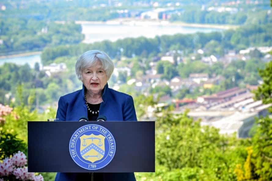 US treasury secretary Janet Yellen in Koenigswinter ahead of the G7 finance ministers’ meeting on Thursday.