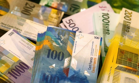 Swiss Franc and Euro banknotes
