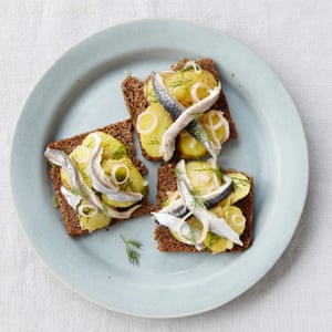 Rosie Reynolds’ new potato, herring and dill open sandwiches.