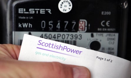 ScottishPower bill devant le relevé du compteur 