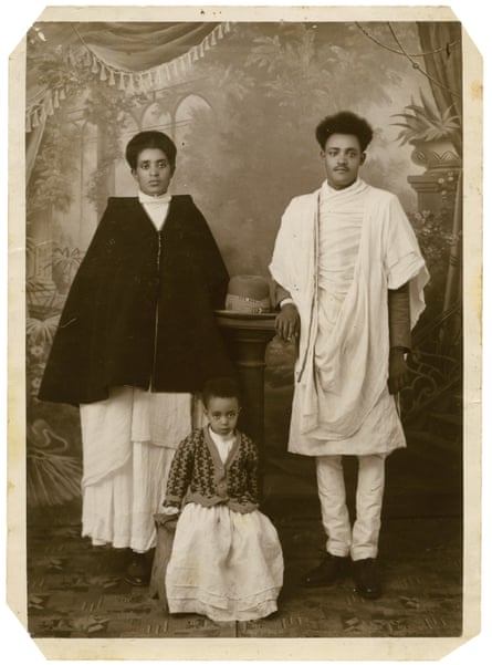 Little Albash, the daughter of a business man from Gojam, as a four year-old in 1941 with her Aunt Berhane and Uncle Mengesha.