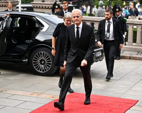 Norwegian prime minister Jonas Gahr Støre arrives at the Norwegian Parliament, on the day Norway's King Haakon takes the Oath of Allegiance to the Constitution in Oslo, Norway.