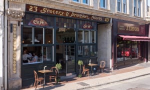 Bistro Lotte, with butcher J Cayford – where it sources meat for its menu – next door. Frome, Somerset, UK.