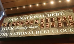 The national debt clock in midtown Manhattan in New York City, US, in May 2023.