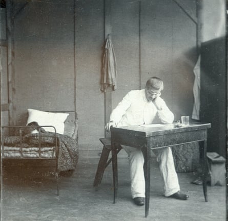 Alfred Dreyfus in his room on Devil’s Island in 1898