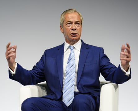 Nigel Farage on stage at the Alliance for Responsible Citizenship annual conference on Wednesday