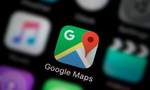 A close-up shot of the company logo representing the Google Maps app icon, as seen on the screen of a smart phone (Editorial use only).