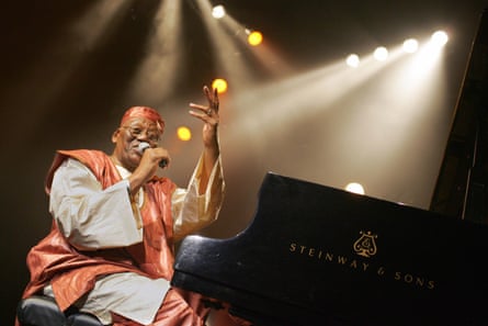 Allah supreme: how Pharoah Sanders found freedom and rebellion in Islam weston speaks into mic at piano