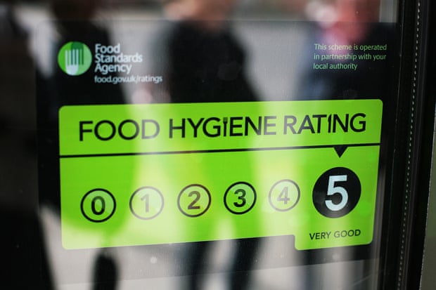 Food hygiene rating sticker displayed on a shop