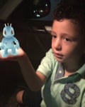 Mohamed Tammaa’s four-year-old son in Cairo, Egypt with a Machop in his hand