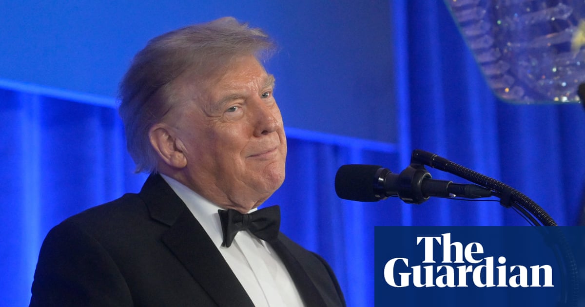 Trump forced to play good sport at correspondents’ dinner – but it couldn’t last