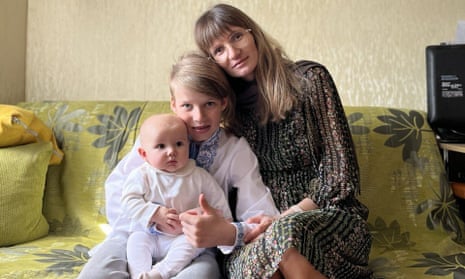 Olga Kolisnyk and her children, Illias and baby Maria.