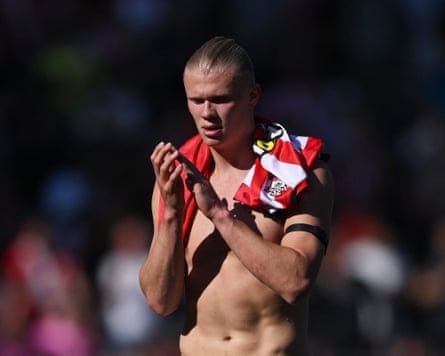 There was little cheer for City's Erling Haaland, wearing a Saints shirt momento, on his return from injury after missing seven matches through injury in a bid to prove his fitness for the FA Cup final.