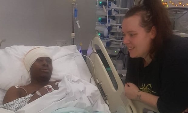 Simba and his partner Melissa in hospital, July 2019.