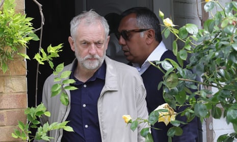 Labour leader Jeremy Corbyn leaves his home in north London in the wake of resignations from his shadow cabinet