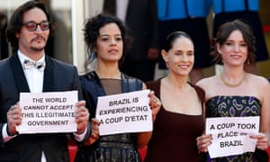 Actors Maeve Jinking and Sonia Braga and producer Emilie Lesclaux continue their protest.
